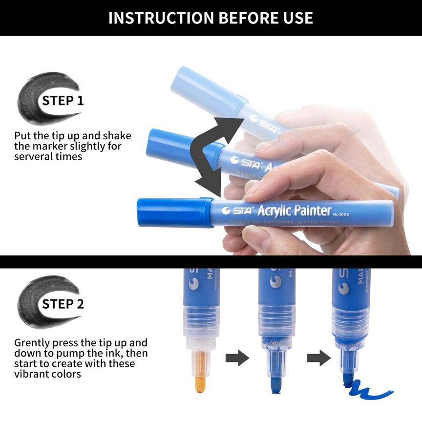 STA Acrylic Painter Markers for All Surfaces Waterproof Opaque Markers