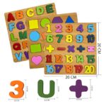 Kids Educational Learning Toys Early Childhood Wooden Puzzles Letters Alphabet Number & Shapes For 1 2 3 4 5 Year Boy Girl Toddler Children Gift 20x20cm - Image 4