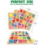 Kids Educational Learning Toys Early Childhood Wooden Puzzles Letters Alphabet Number & Shapes For 1 2 3 4 5 Year Boy Girl Toddler Children Gift 20x20cm - Image 5