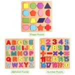Kids Educational Learning Toys Early Childhood Wooden Puzzles Letters Alphabet Number & Shapes For 1 2 3 4 5 Year Boy Girl Toddler Children Gift 20x20cm - Image 6
