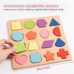 Kids Educational Learning Toys Early Childhood Wooden Puzzles Letters Alphabet Number & Shapes For 1 2 3 4 5 Year Boy Girl Toddler Children Gift 20x20cm - Image 10
