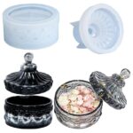 Elegant Trinket Box Silicone Mold with Lid – Resin Casting Mold for Jewelry Storage, Candle Holder, Polymer Clay, Cement & DIY Crafts