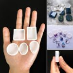 5pcs Silicone Resin Pendant Molds – Round, Square, Teardrop, Oval & Rectangle Shapes with Hanging Hole for DIY Jewelry, Necklaces, Earrings & Keychains