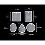 5pcs Silicone Resin Pendant Molds – Round, Square, Teardrop, Oval & Rectangle Shapes with Hanging Hole for DIY Jewelry, Necklaces, Earrings & Keychains