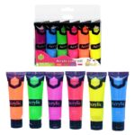 Keep Smiling Fluorescent Acrylic Paint Set – 6 Bright Colors (30ml Each) | Vibrant Acrylics for Canvas, Crafts & DIY Art