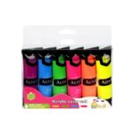 Keep Smiling Fluorescent Acrylic Paint Set – 6 Bright Colors (30ml Each) | Vibrant Acrylics for Canvas, Crafts & DIY Art - Image 3