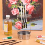 Stainless Steel Paint Brush Washer with Filter & Spring Holder – Portable Brush Cleaning Tank for Acrylic, Oil & Watercolor Painting