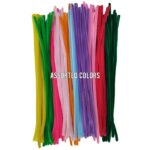 100pcs 12-inch velvet pipe cleaners (chenille stems) with soft plush texture. Flexible, twistable craft wires for DIY flowers, kids’ crafts, and school projects.