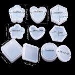 resin container mold set, silicone resin mold, 5 shape resin mold, jewelry box silicone mold, heart shaped resin mold, hexagon resin mold, round resin mold, square resin mold, plum blossom mold, DIY resin crafts