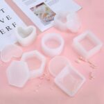 resin container mold set, silicone resin mold, 5 shape resin mold, jewelry box silicone mold, heart shaped resin mold, hexagon resin mold, round resin mold, square resin mold, plum blossom mold, DIY resin crafts