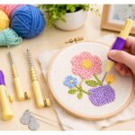 Magic Embroidery Pen Kit, Embroidery Punch Needle Pen Set, with Adjustable Embroidery Pen, 2 Threaders, 3 Sizes Needles, for Home DIY Embroidery Sewing Crafts, Pillows
