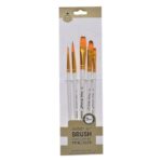 Keep Smiling Professional Paint Brush Set 6090M – 5pcs Multi-Shape Artist Brushes for Acrylic, Oil, Watercolor & Canvas Painting