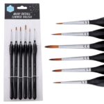Keep Smiling 6-Piece Nylon Hook Line Detail Brush Set – Triangular Handle Fine Art Brushes (Sizes 000, 00, 0, 1, 2, 3)