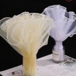 Pearl Edge Wavy Organza Mesh Flower Wrapping Roll Korean Wrinkled Floral Tulle for Bouquet Packaging 11 Inches x 3.6 Meter