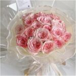 Pearl Edge Wavy Organza Mesh Flower Wrapping Roll Korean Wrinkled Floral Tulle for Bouquet Packaging 11 Inches x 3.6 Meter