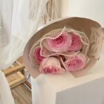 Pearl Edge Wavy Organza Mesh Flower Wrapping Roll Korean Wrinkled Floral Tulle for Bouquet Packaging 11 Inches x 3.6 Meter