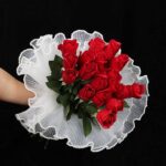 Pearl Edge Wavy Organza Mesh Flower Wrapping Roll Korean Wrinkled Floral Tulle for Bouquet Packaging 11 Inches x 3.6 Meter