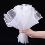 Pearl Edge Wavy Organza Mesh Flower Wrapping Roll Korean Wrinkled Floral Tulle for Bouquet Packaging 11 Inches x 3.6 Meter