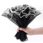 Pearl Edge Wavy Organza Mesh Flower Wrapping Roll Korean Wrinkled Floral Tulle for Bouquet Packaging 11 Inches x 3.6 Meter