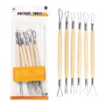 6-Piece Double-Ended Clay Sculpting Tool Set – Wooden Wax Carving, Pottery, Ceramics & Clay Modelling Tools