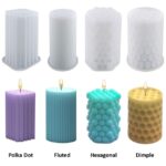 3D Pillar Silicone Candle Mold for Wax, Epoxy Resin, Jesmonite, Concrete & Plaster Polka Dot, Hexagonal, Dimple & Fluted Round Designs - Image 3