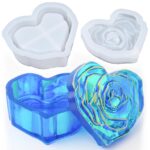 Heart-Shaped Rose Storage Box Silicone Mold with Lid – Epoxy Resin, Jesmonite, Concrete & Cement Jewelry Box Casting Mold